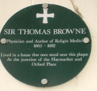 Plaque on wall in Norwich